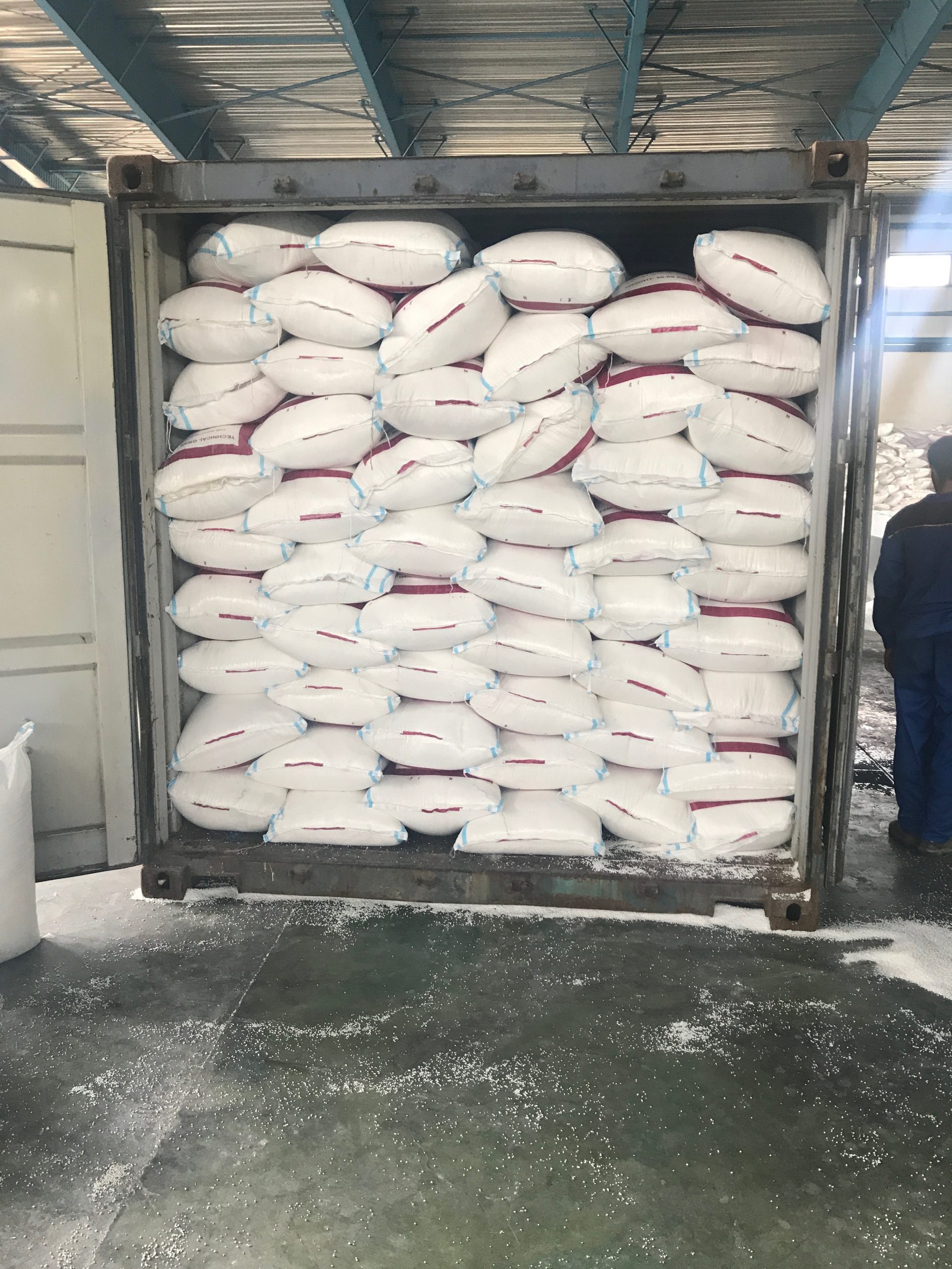 Bags of Urea inside container